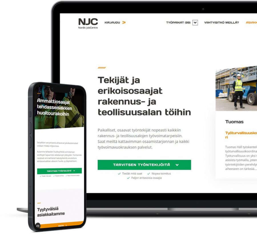 Njc verkkosivut näytöillä